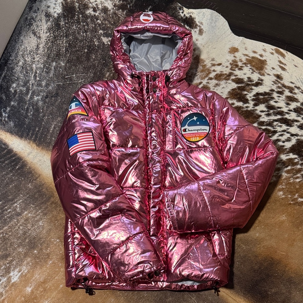 Champion Metallic Pink Puffer Jacket